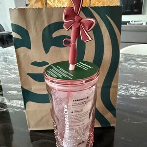 Starbucks Pink Tumbler with Bow Straw